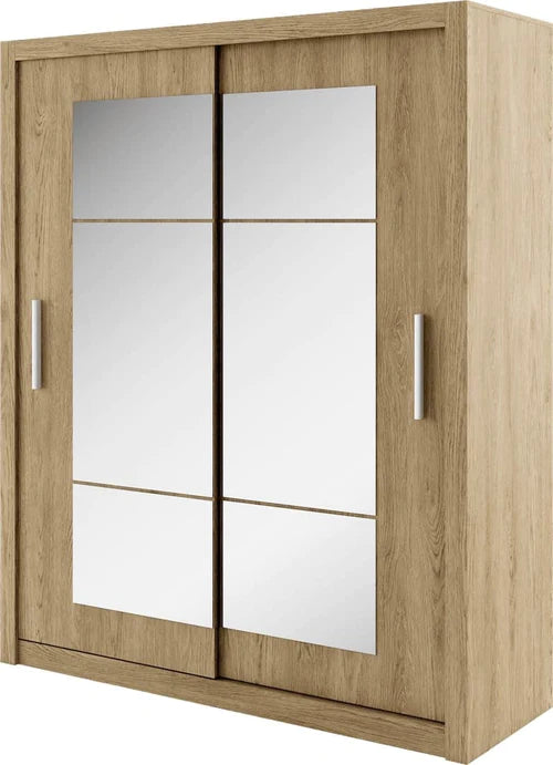 Scondrizi Lustrous Glass Mirror Sliding Door Wardrobe For Bedroom Storage 180cm