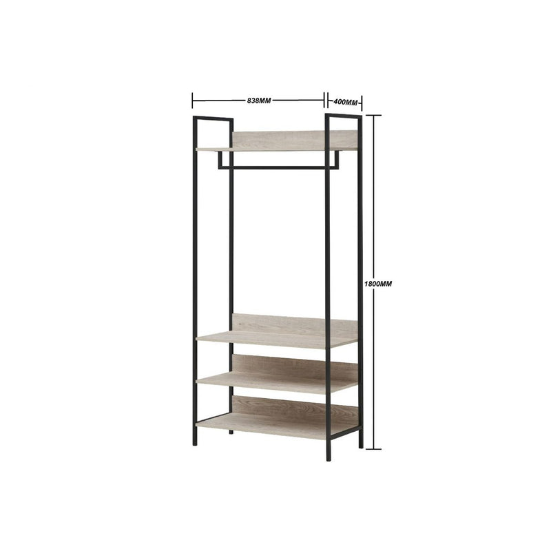 Large 4 Tier Open Wardrobe & Shelves 180cm, Coat & Garment Rack Hanging Rail Cloth Rack, Dryer Freestanding Wardrobe For Dressing Room, Bedroom