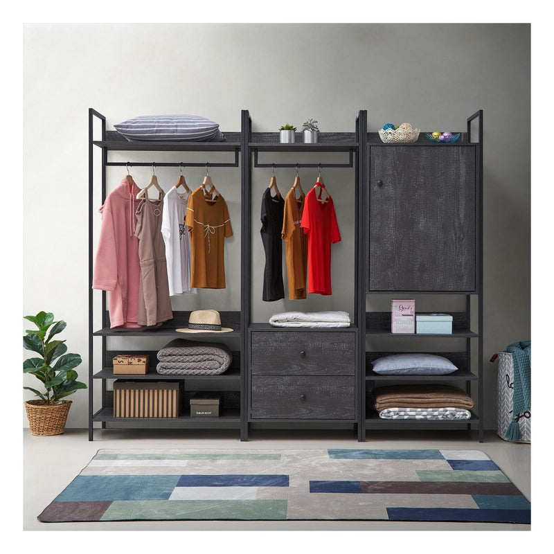 Large 4 Tier Open Wardrobe & Shelves 180cm, Coat & Garment Rack Hanging Rail Cloth Rack, Dryer Freestanding Wardrobe For Dressing Room, Bedroom