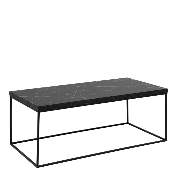 Sintered Stone Coffee Table with Metal Base l Marble Effect Modern Tables for Living Room