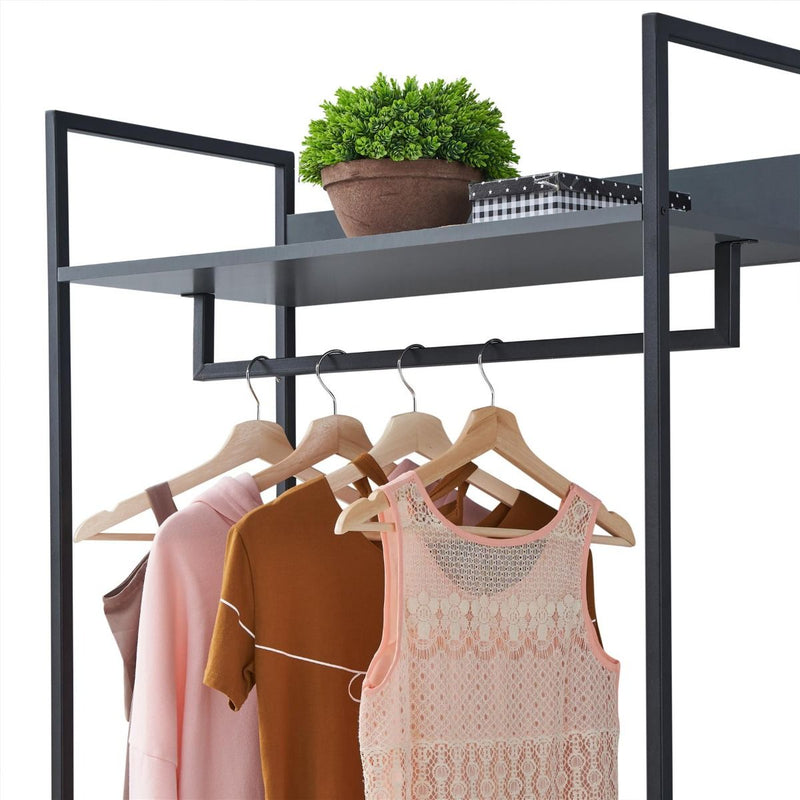 Large 4 Tier Open Wardrobe & Shelves 180cm, Coat & Garment Rack Hanging Rail Cloth Rack, Dryer Freestanding Wardrobe For Dressing Room, Bedroom