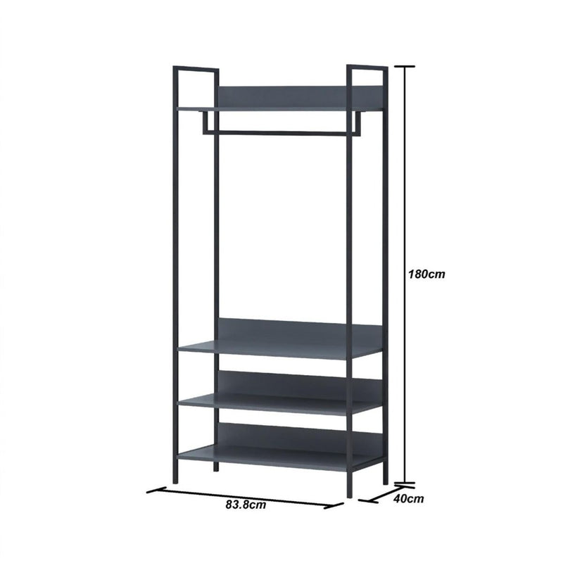 Large 4 Tier Open Wardrobe & Shelves 180cm, Coat & Garment Rack Hanging Rail Cloth Rack, Dryer Freestanding Wardrobe For Dressing Room, Bedroom