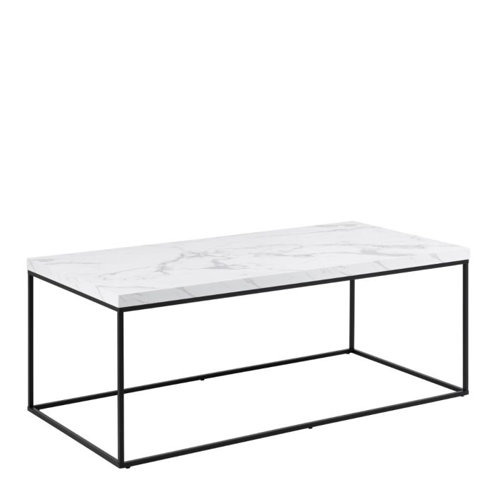 Sintered Stone Coffee Table with Metal Base l Marble Effect Modern Tables for Living Room