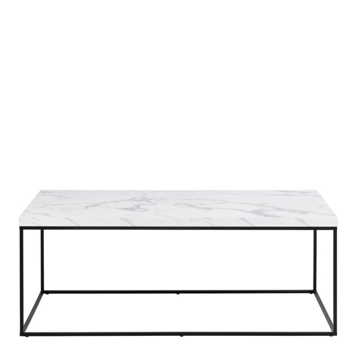 Sintered Stone Coffee Table with Metal Base l Marble Effect Modern Tables for Living Room