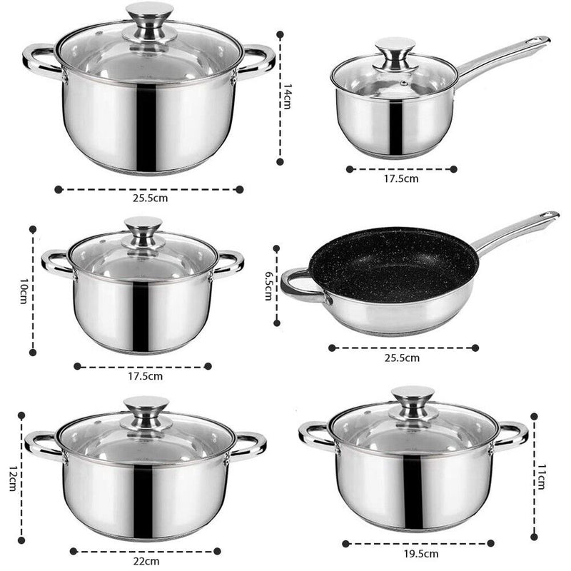 Zinsom 12 Pcs Multi-Pot Induction Stainless Steel Cookware Set