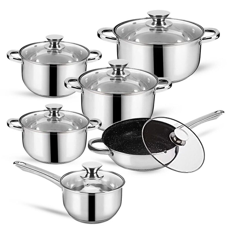 Zinsom 12 Pcs Multi-Pot Induction Stainless Steel Cookware Set