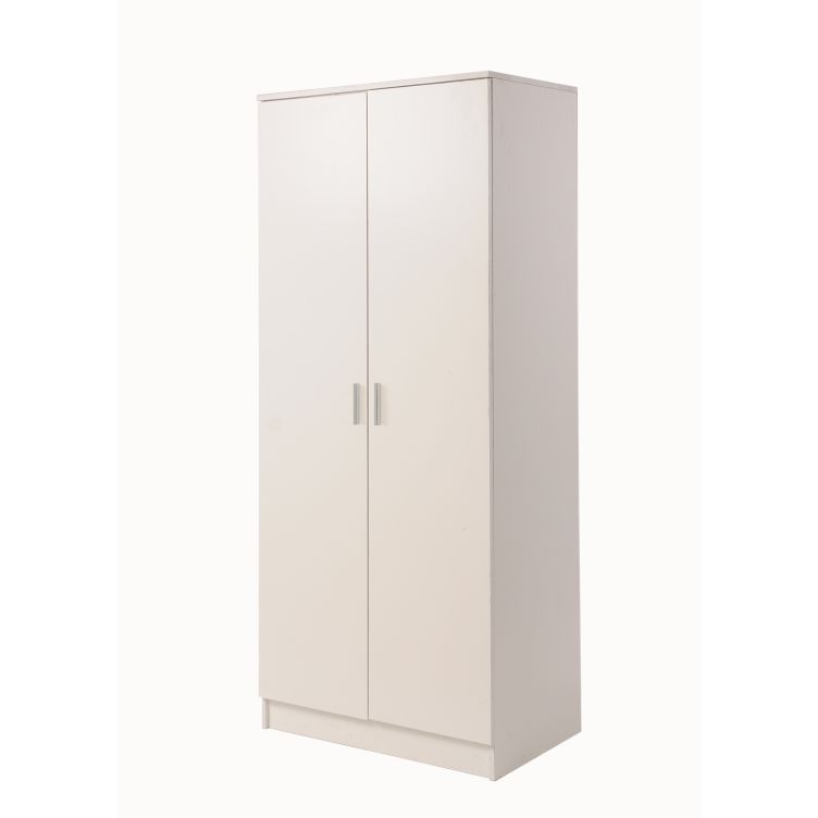 2 Door Wardrobe Shelf 180cm, Modern Wooden Clothes Storage Cupboards for Bedroom with Hanging Rail