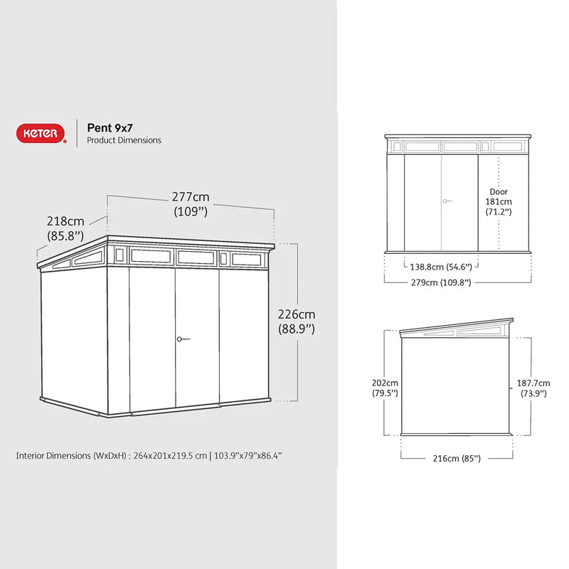 Keter Ashwood Signature Shed 9ft x 7ft 1" (2.77 x 2.18m) Outdoor Garden Storage Shed