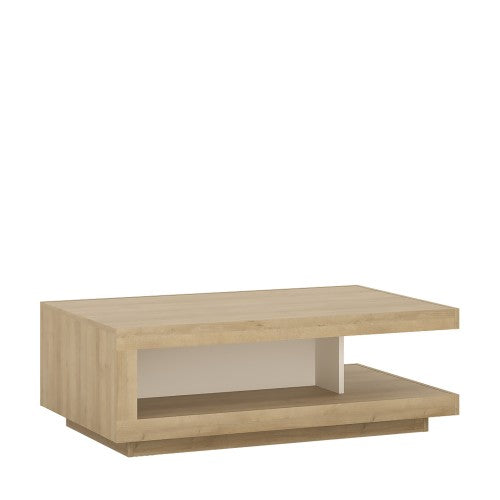 Luscanny Designer coffee table in Riviera Oak/White High Gloss for Living Room, Bedroom, Office