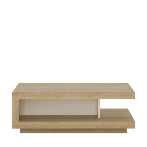 Luscanny Designer coffee table in Riviera Oak/White High Gloss for Living Room, Bedroom, Office