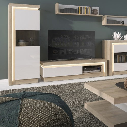 Luscanny Designer coffee table in Riviera Oak/White High Gloss for Living Room, Bedroom, Office