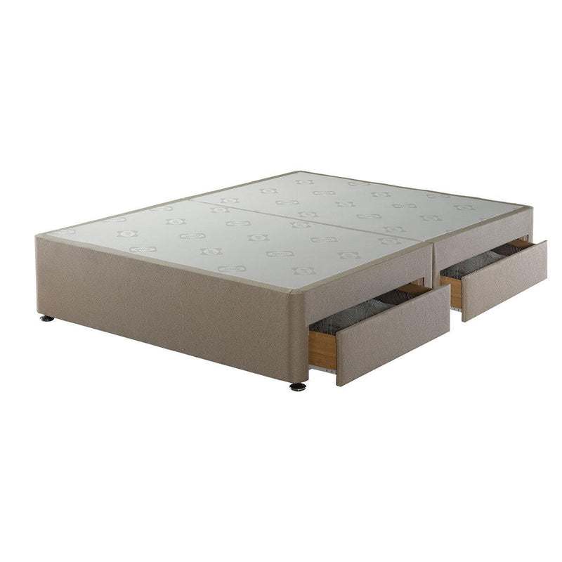 Sealy 4 Drawer Divan Base in Fawn in 4 Sizes