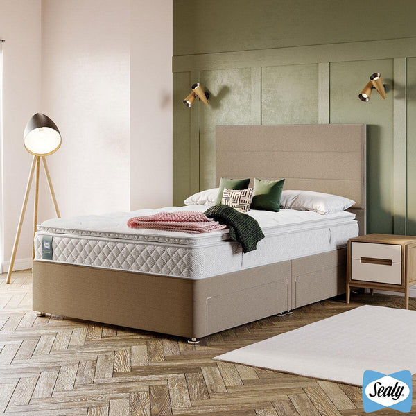 Sealy 4 Drawer Divan Base in Fawn in 4 Sizes