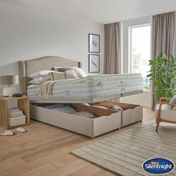 Silentnight 2200 Eco Comfort Breathe Mattress and Sandstone Full Ottoman Divan in 3 Sizes