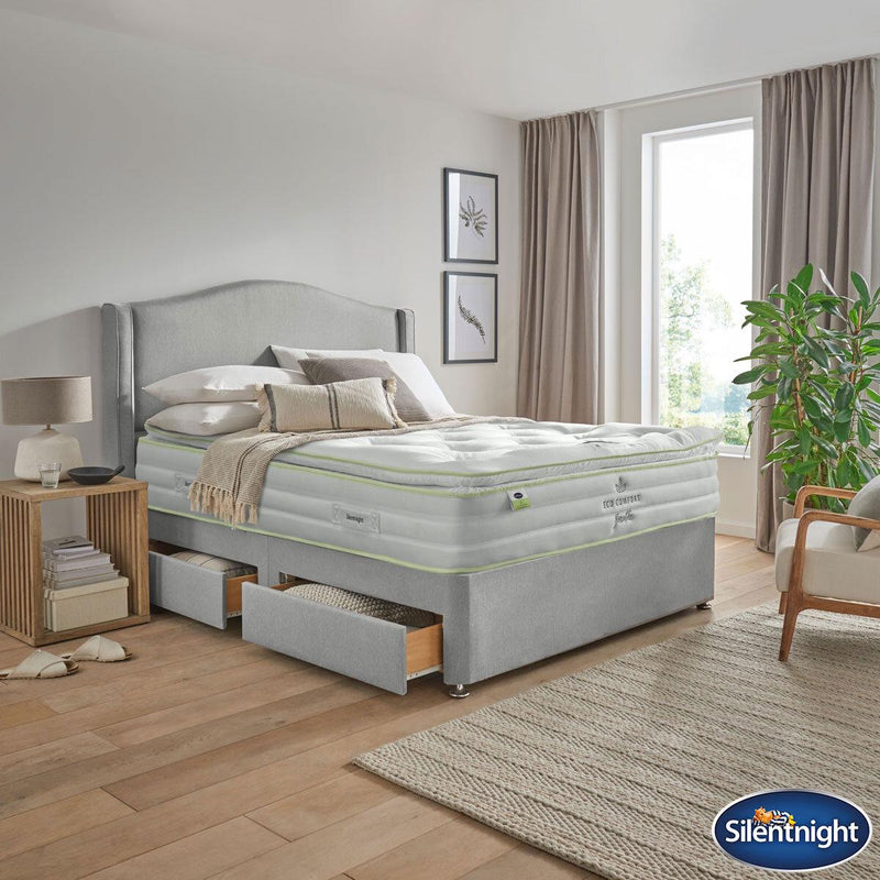 Silentnight 2200 Eco Comfort Breathe Mattress and Slate Grey 4 Drawer Divan in 4 Sizes