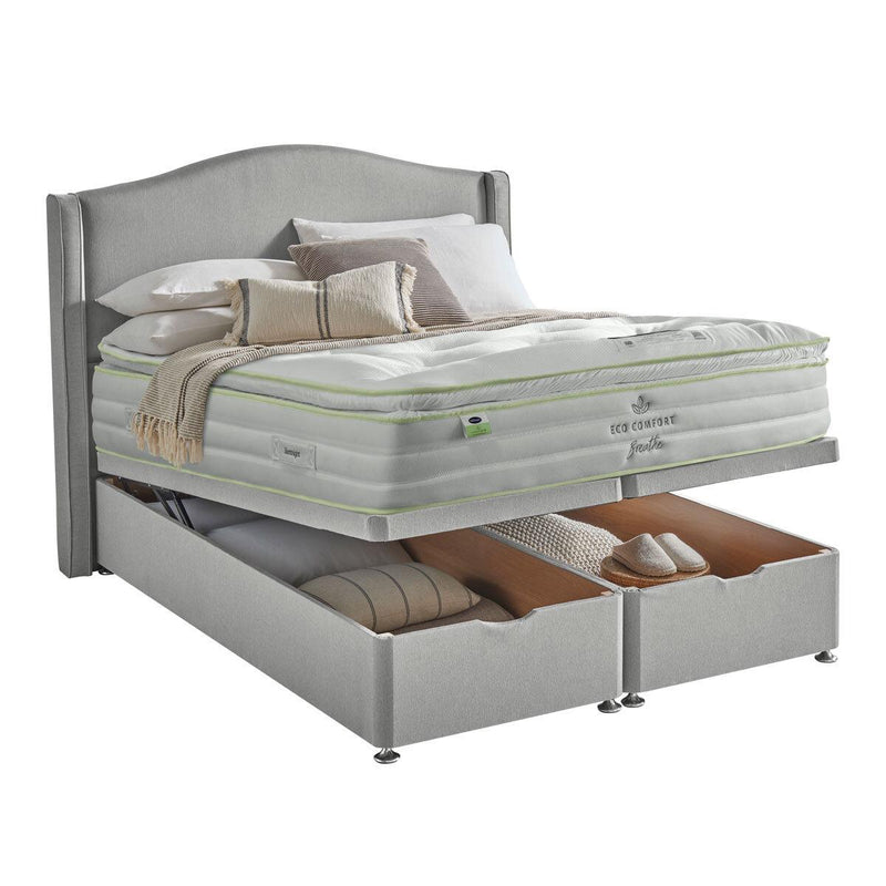 Silentnight 2200 Eco Comfort Breathe Mattress and Slate Grey Full Ottoman Divan in 3 Sizes