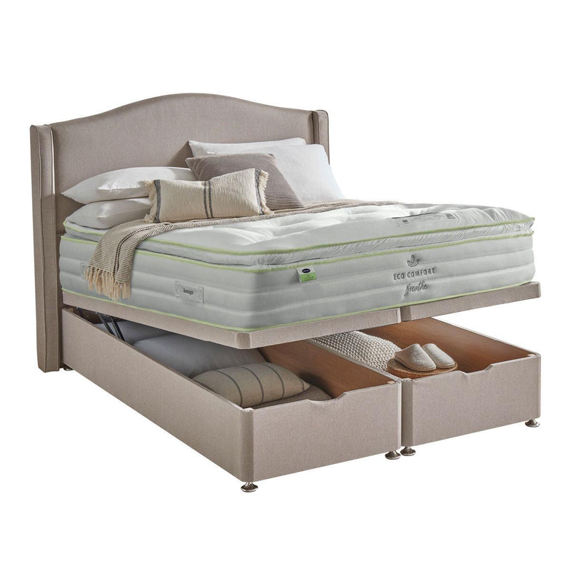 Silentnight 2200 Eco Comfort Breathe Mattress and Sandstone Full Ottoman Divan in 3 Sizes