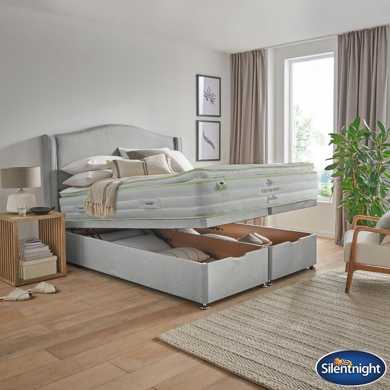 Silentnight 2200 Eco Comfort Breathe Mattress and Slate Grey Full Ottoman Divan in 3 Sizes