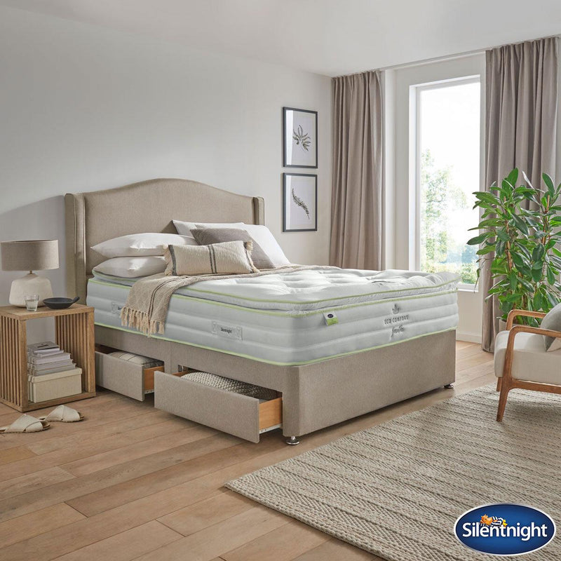 Silentnight 2200 Eco Comfort Breathe Mattress and Sandstone 4 Drawer Divan in 4 Sizes