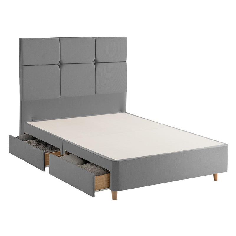 Silentnight 4 Drawer Divan Base with Harper Headboard in 4 Colours and 3 Sizes