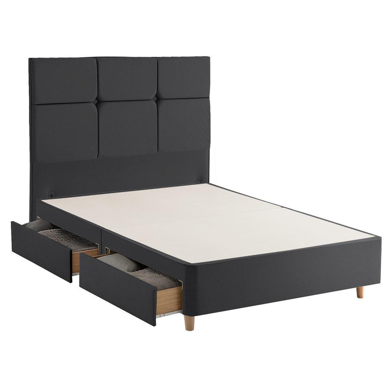 Silentnight 4 Drawer Divan Base with Harper Headboard in 4 Colours and 3 Sizes