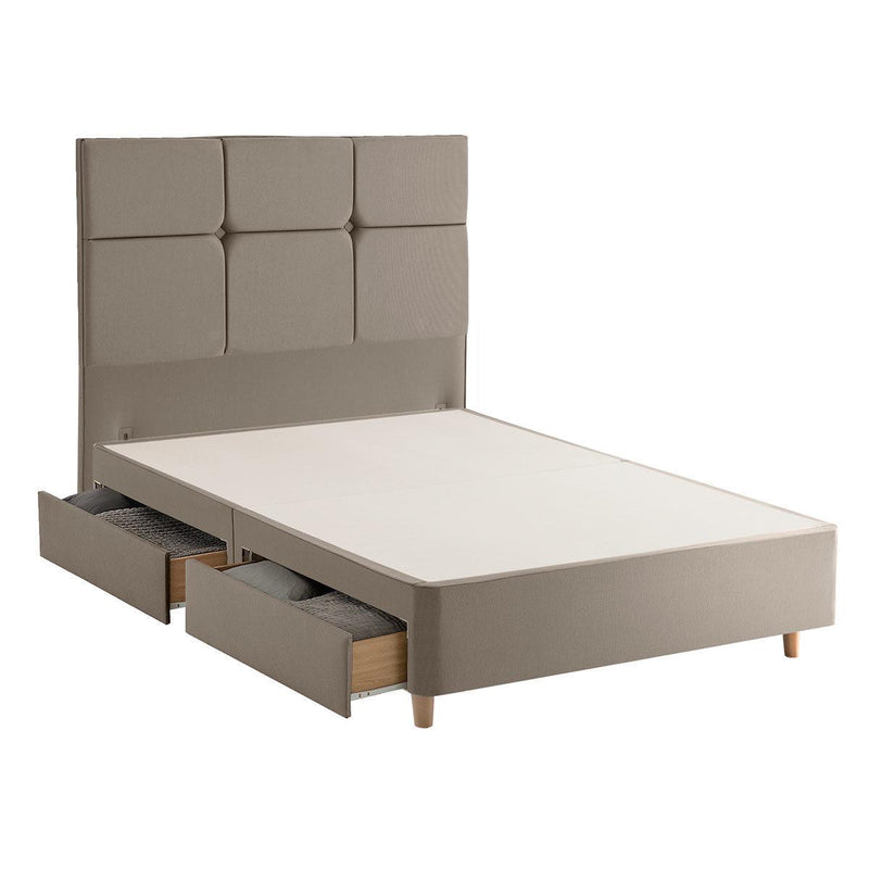 Silentnight 4 Drawer Divan Base with Harper Headboard in 4 Colours and 3 Sizes