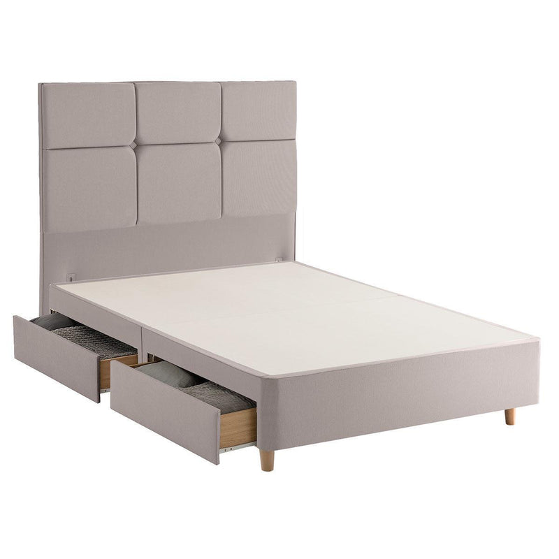 Silentnight 4 Drawer Divan Base with Harper Headboard in 4 Colours and 3 Sizes