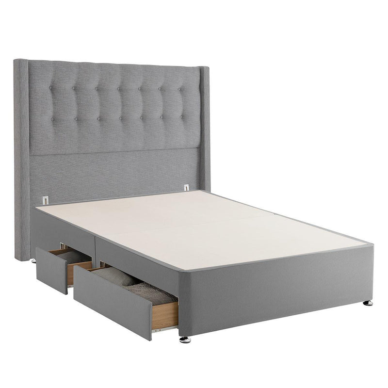 Silentnight Continental Divan Base with Bloomsbury Headboard in 4 colours and 3 Sizes