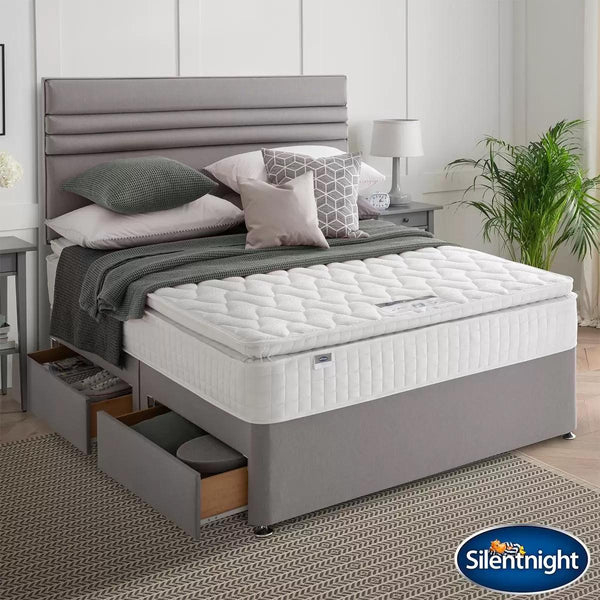 Silentnight Eco Comfort 800 Pillowtop Mattress and Slate Grey Divan in 5 Sizes