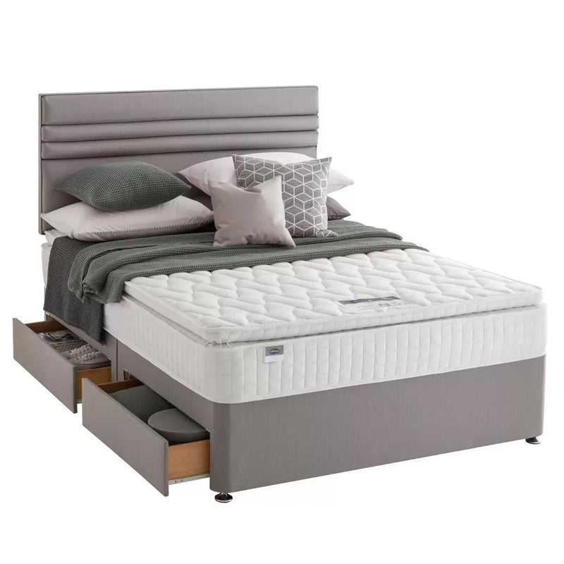 Silentnight Eco Comfort 800 Pillowtop Mattress and Slate Grey Divan in 5 Sizes