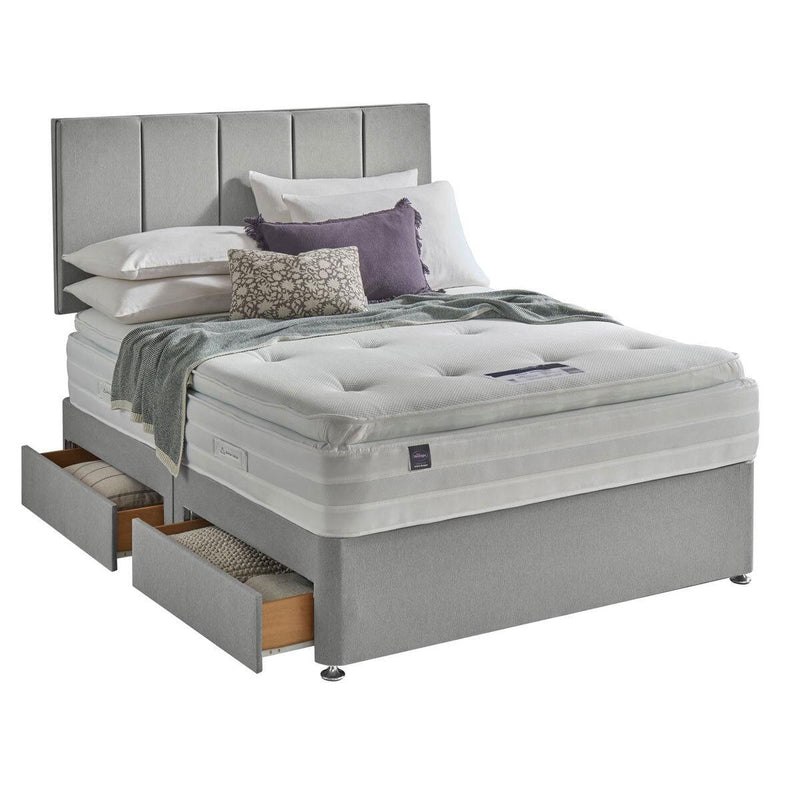 Silentnight Geltex 1850 Mattress and 4 Drawer Divan in Slate Grey in 4 Sizes