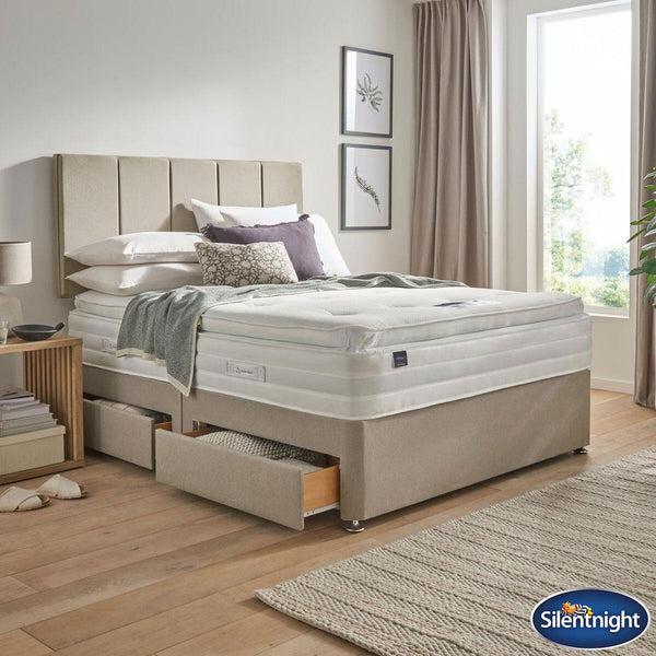 Silentnight Geltex 1850 Mattress and 4 Drawer Divan in Sandstone in 4 Sizes