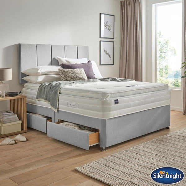 Silentnight Geltex 1850 Mattress and 4 Drawer Divan in Slate Grey in 4 Sizes