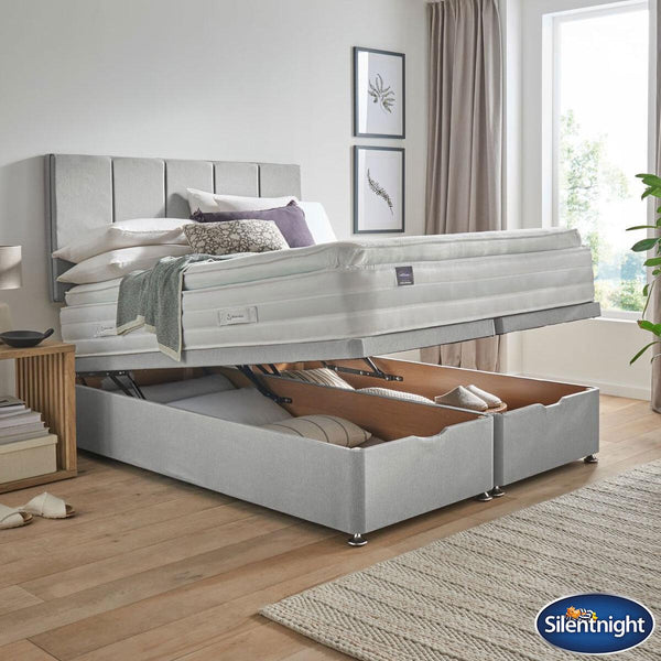 Silentnight Geltex 1850 Mattress and Full Ottoman Divan in Slate Grey in 4 Sizes