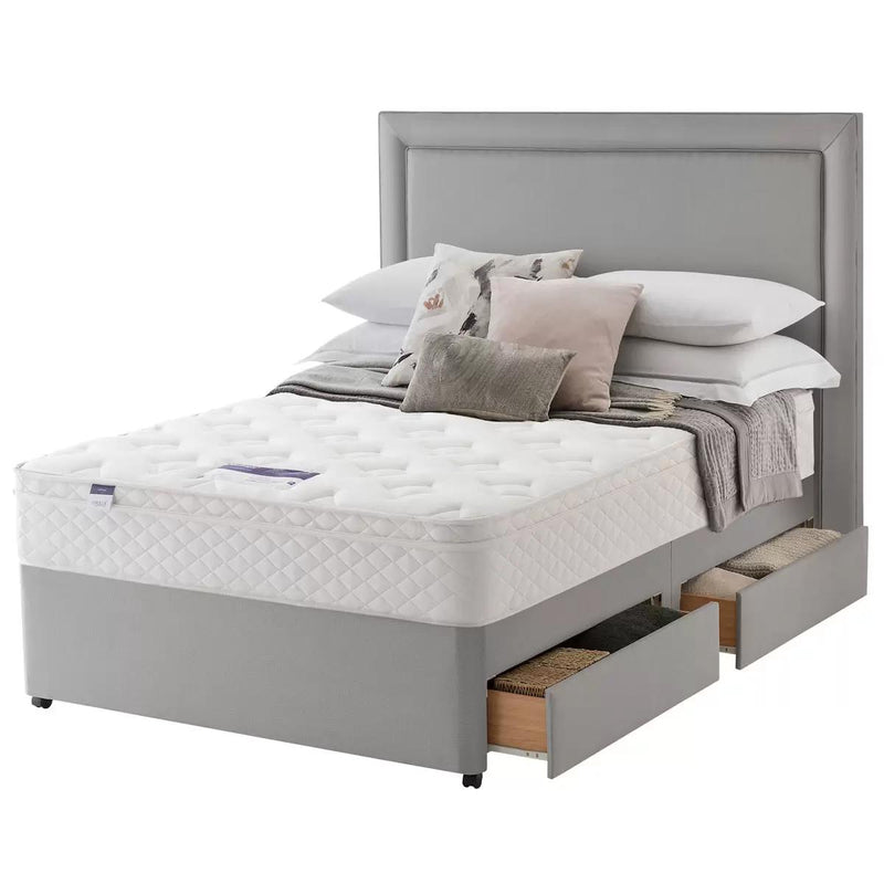 Silentnight Miracoil Memory Cushion Top Mattress and Divan in Grey in 5 Sizes