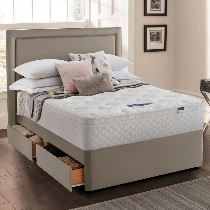 Silentnight Miracoil Memory Cushion Top Mattress and Divan in Sandstone in 5 Sizes