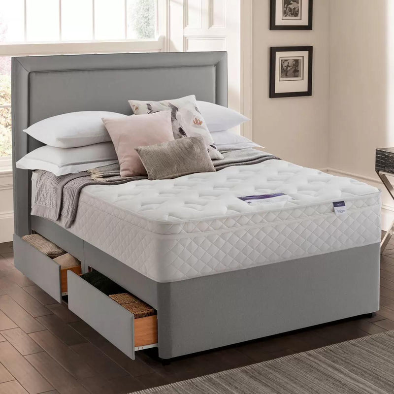 Silentnight Miracoil Memory Cushion Top Mattress and Divan in Grey in 5 Sizes