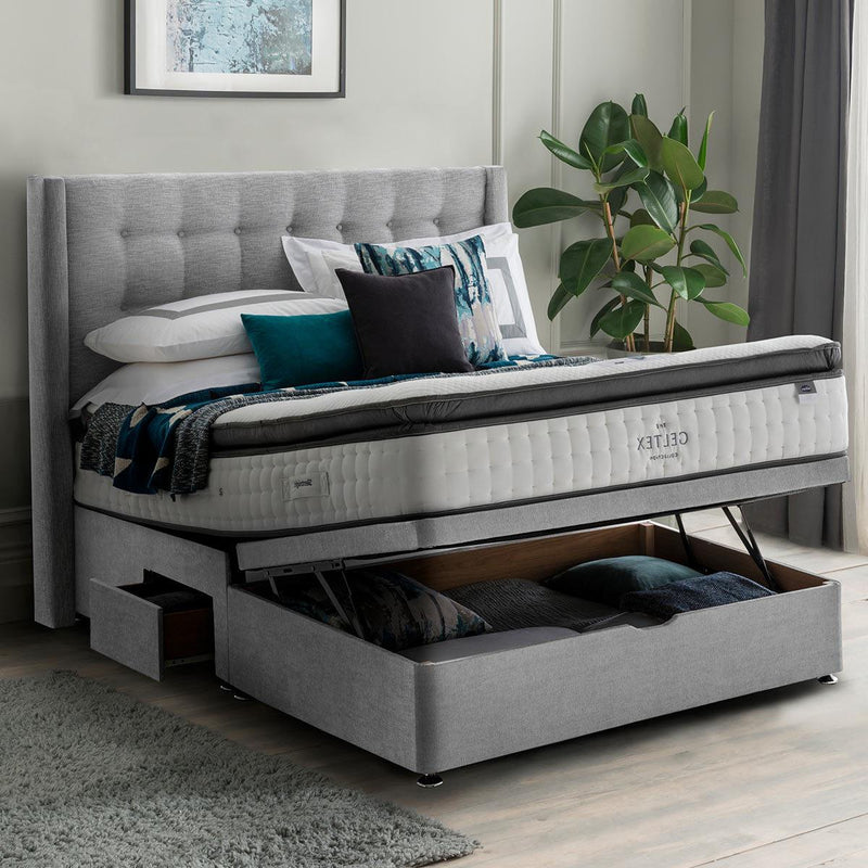 Silentnight Ottoman Divan Base with Bloomsbury Headboard in 4 Colours and 3 Sizes