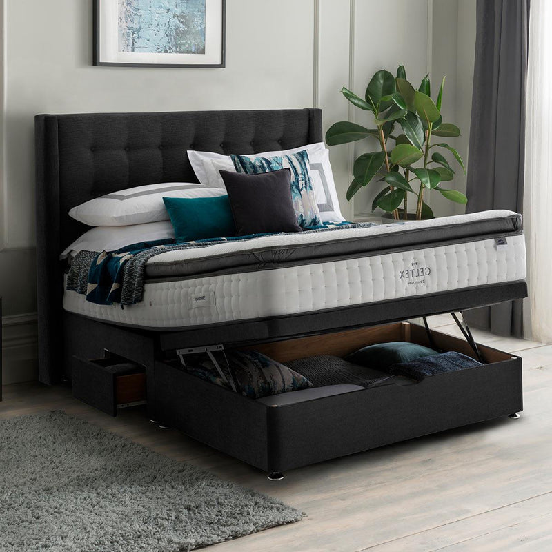 Silentnight Ottoman Divan Base with Bloomsbury Headboard in 4 Colours and 3 Sizes