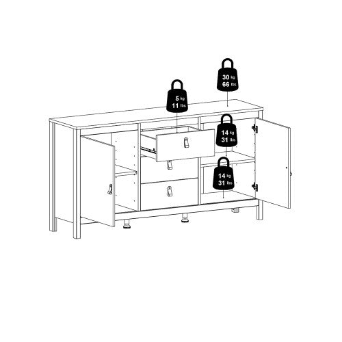 Luscanny Figurati LivingRoom Sideboard 3 drawers & 2 Doors in White