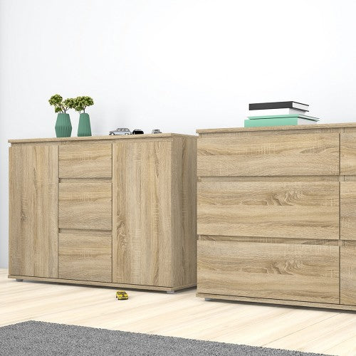 Luscanny Lenznova Imperial Sideboard Cabinet Cupboard with 3 Drawers & 2 Doors in Oak