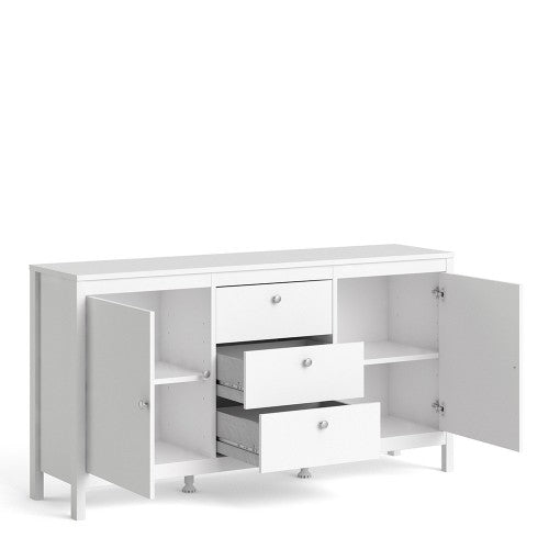 Luscanny Figurati LivingRoom Sideboard 3 drawers & 2 Doors in White