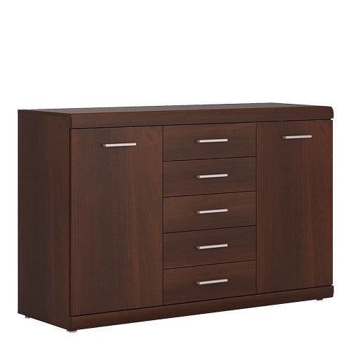 Luscanny 5 Drawer Sideboard in Dark Mahogany Melamine LivingRoom Storage Unit