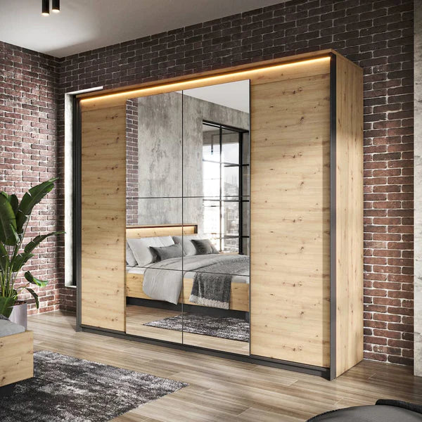 Luscanny Stylish Mirrored Door Wardrope 250cm