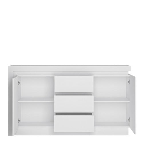 Luscanny Lyon 2 Door 3 Drawer Sideboard (including LED lighting) in White and High Gloss Living Room