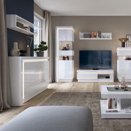 Luscanny Lyon 2 Door 3 Drawer Sideboard (including LED lighting) in White and High Gloss Living Room