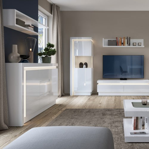 Luscanny Lyon 2 Door 3 Drawer Sideboard (including LED lighting) in White and High Gloss Living Room