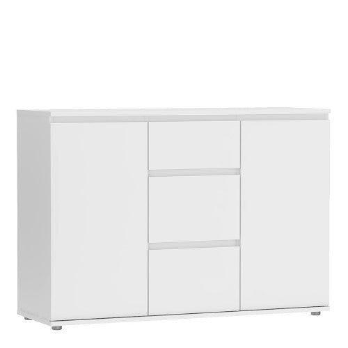 Luscanny Lenznova Imperial Sideboard Cabinet Cupboard with 3 Drawers & 2 Doors in White