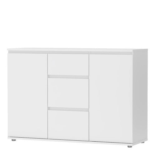 Luscanny Lenznova Imperial Sideboard Cabinet Cupboard with 3 Drawers & 2 Doors in White