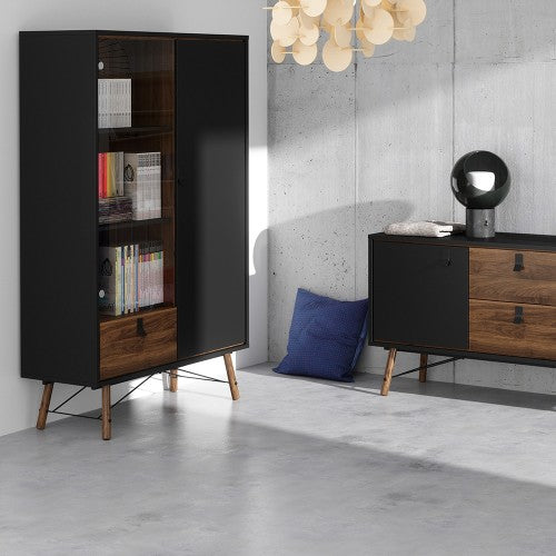 Ry Sideboard with 1 door + 2 drawers in Matt Black Walnut